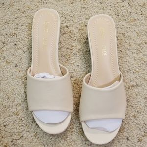 Nude Block Heel Slide Sandal